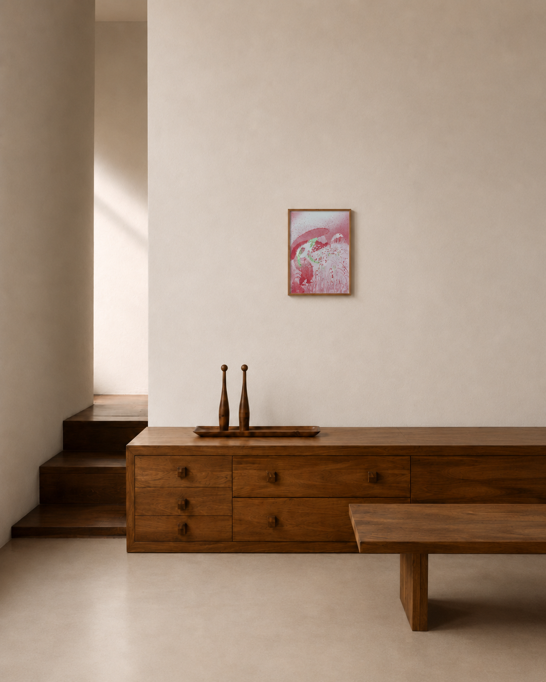 Miss You risograph print displayed in an interior
