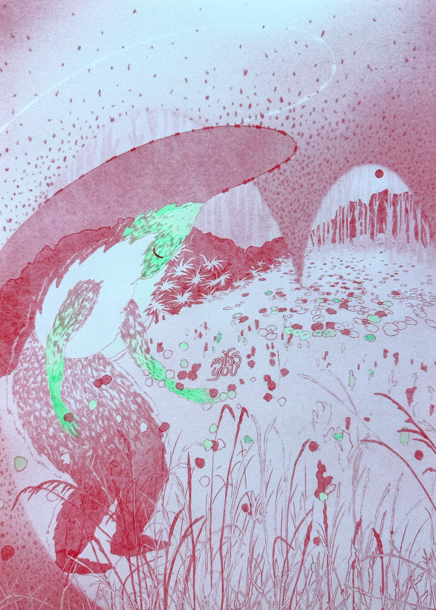 Miss You risograph print poster